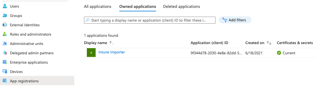 InTune app ID