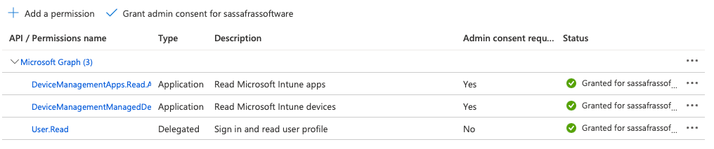 InTune app Permissions